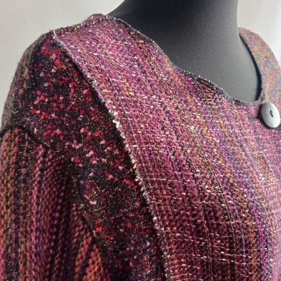 Coldwater Creek XL Purple Rustic Patchwork Tweed Jacket with Button Detail - Picture 2 of 6